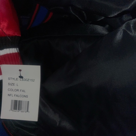 Men’s Starter Atlanta Falcons Varsity Red Satin Snap Jacket Size Large New w/Tag - Picture 9 of 10